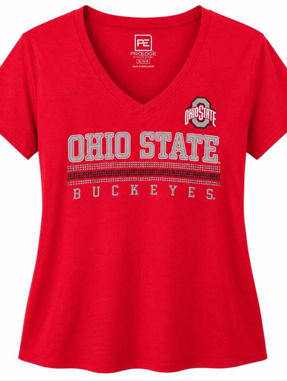 ❤️ Ohio State Buckeyes ProEdge Rhinestone V-Neck Tee – Women’s XL 16/18